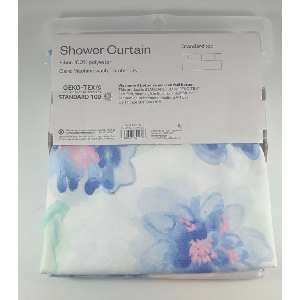 NEW Room Essentials Creeping Floral Flowers Fabric Shower Curtain - White 72x72